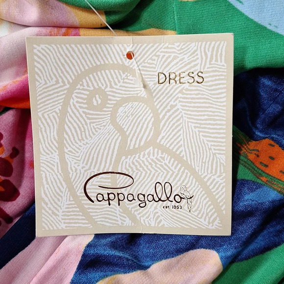 Pappagallo "NEW" Green Pink Multicolor Bohemian Tropical Floral Maxi Dress Sz. S - Picture 9 of 11